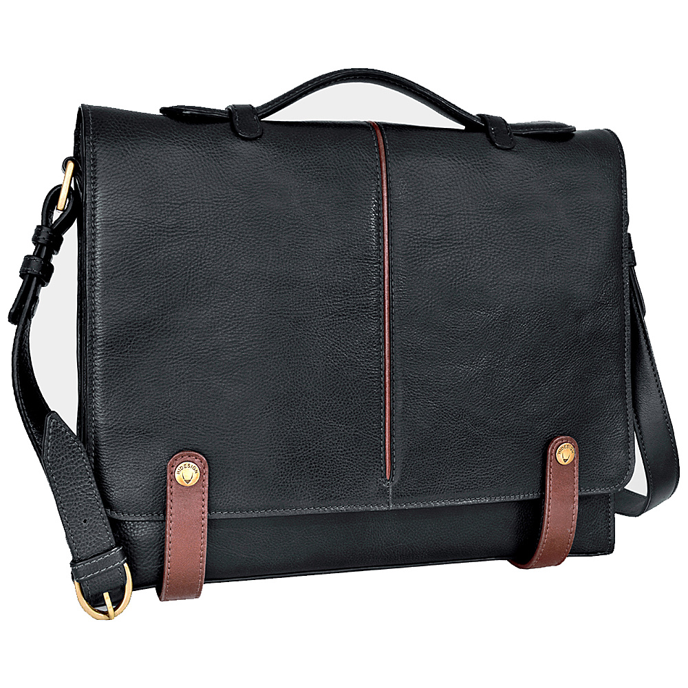 Hidesign Eton Leather 15 Laptop Compatible Briefcase Work Bag Black Hidesign Non Wheeled Business Cases