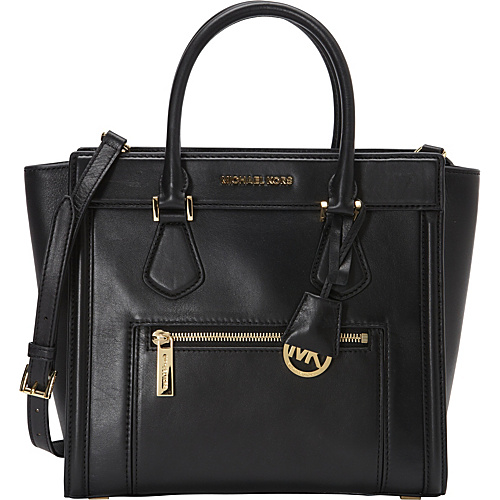 MICHAEL Michael Kors Colette Zip Large Satchel Black - MICHAEL Michael Kors Designer Handbags