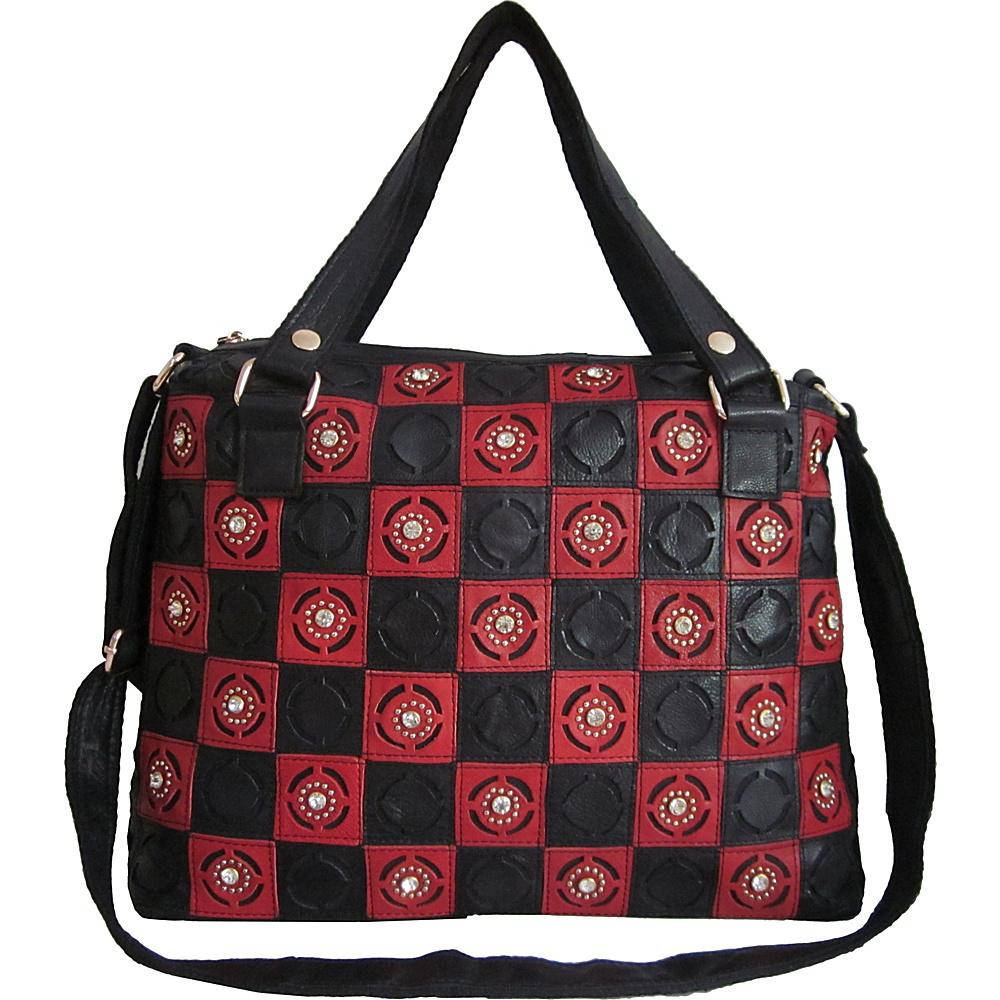AmeriLeather Lava Handbag Shoulder Purse Black Red AmeriLeather Leather Handbags