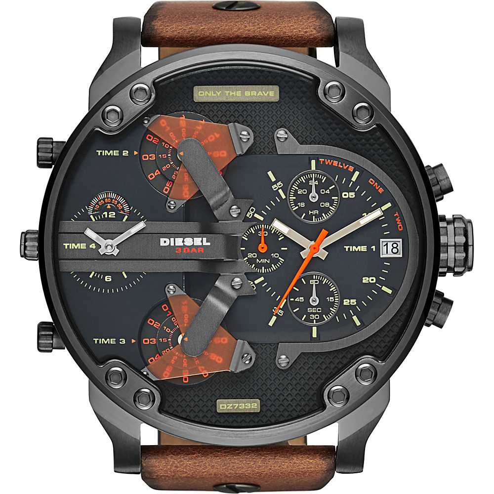 Diesel Watches Mr Daddy 2.0 Leather Watch Brown with Black Dial Diesel Watches Watches
