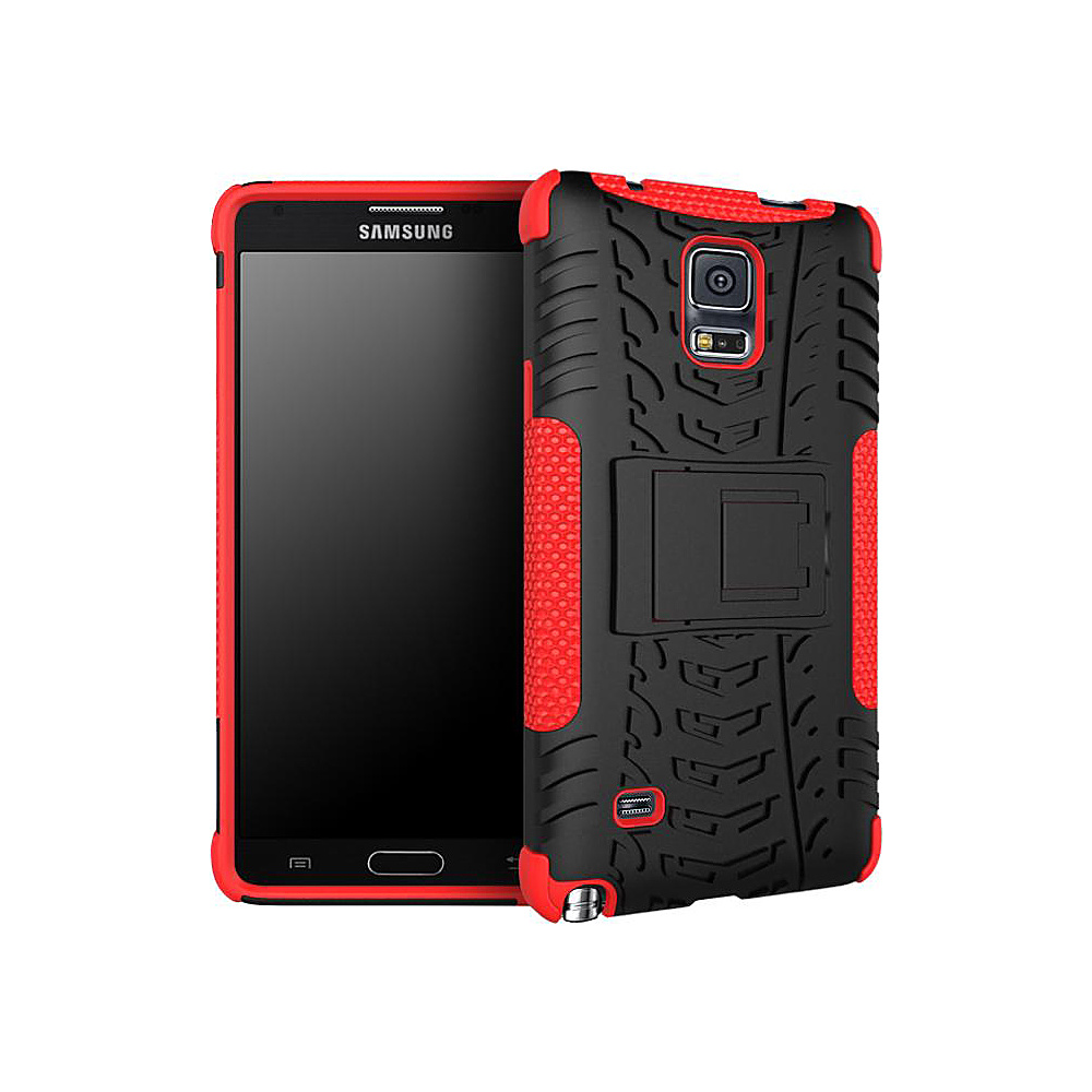 rooCASE Heavy Duty Armor Hybrid Rugged Stand Case for Galaxy Note 4 Red rooCASE Electronic Cases