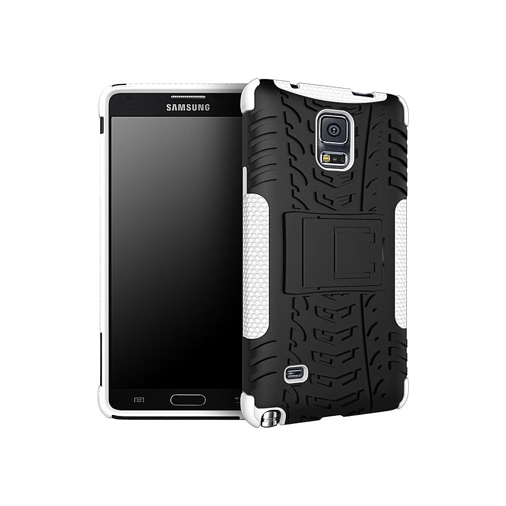 rooCASE Heavy Duty Armor Hybrid Rugged Stand Case for Galaxy Note 4 White rooCASE Electronic Cases