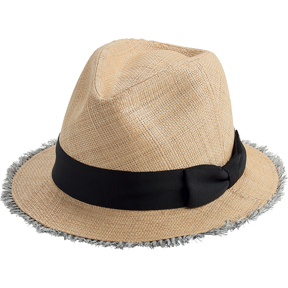 San Diego Hat Woven Raffia Fray Edge Fedora with Bow Natural San Diego Hat Hats Gloves Scarves