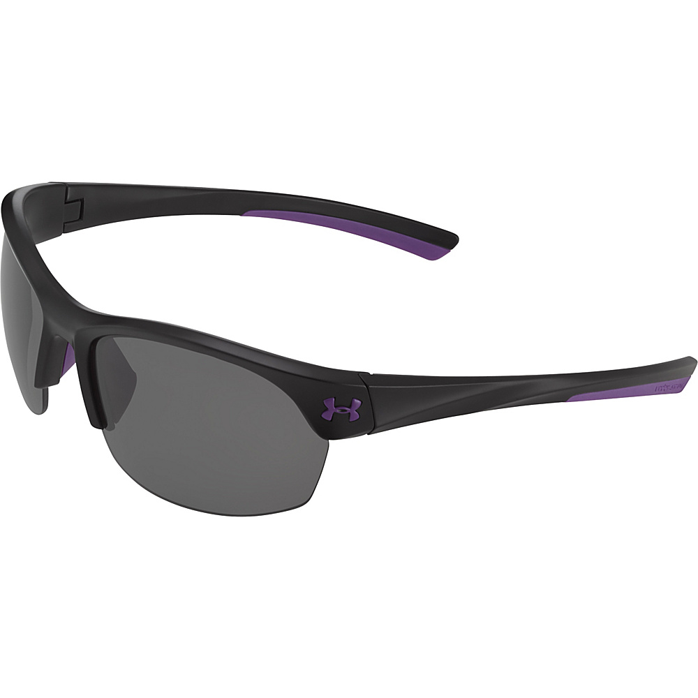 Under Armour Eyewear Marbella Sunglasses Satin Black Violet Accents Gray Multiflection Under Armour Eyewear Sunglasses