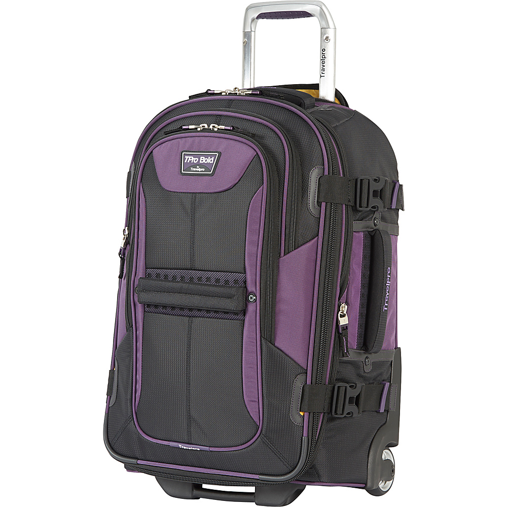 Travelpro T Pro Bold 2.0 22 Expandable Rollaboard Black amp; Purple Travelpro Softside Carry On