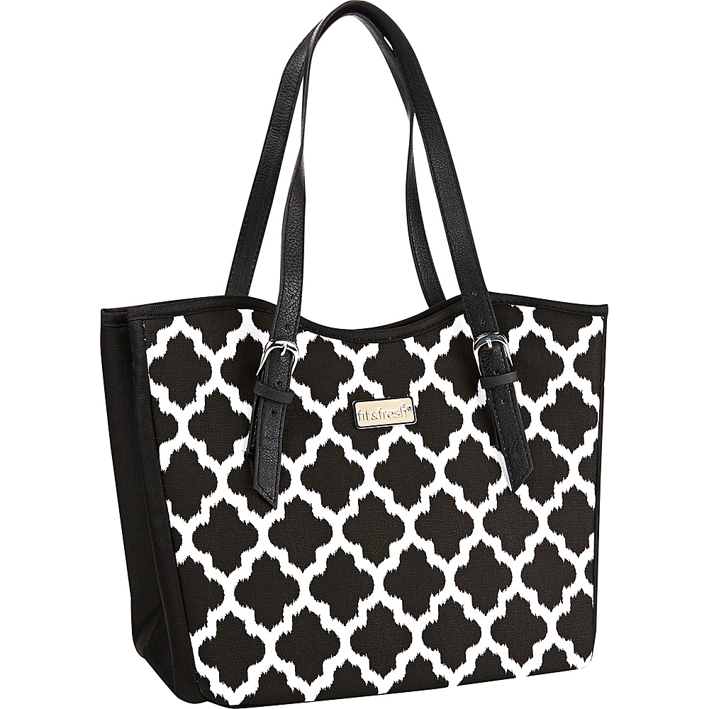 Fit Fresh Perth Insulated Bag Black White Ikat Tile Fit Fresh Travel Coolers
