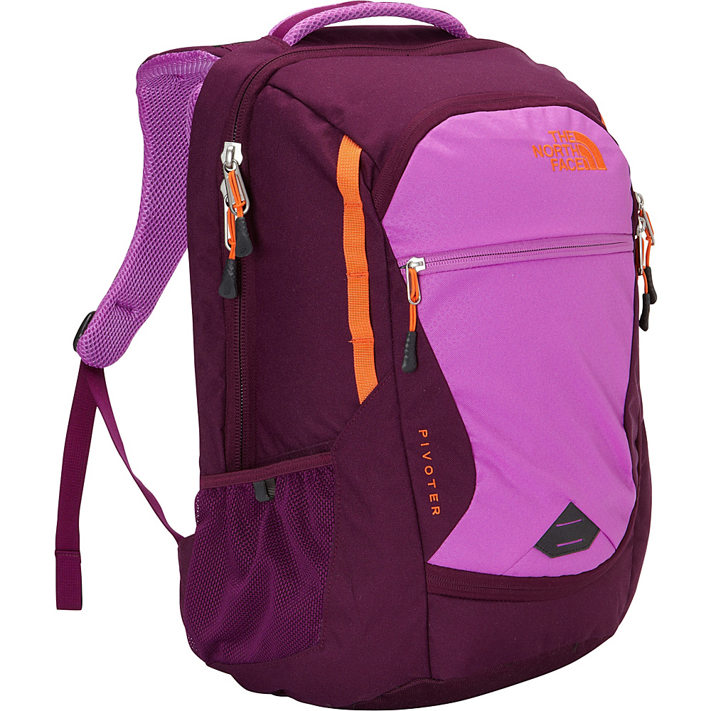 The North Face Women s Pivoter Laptop Backpack Sweet Violet Vermillion Orange The North Face Laptop Backpacks