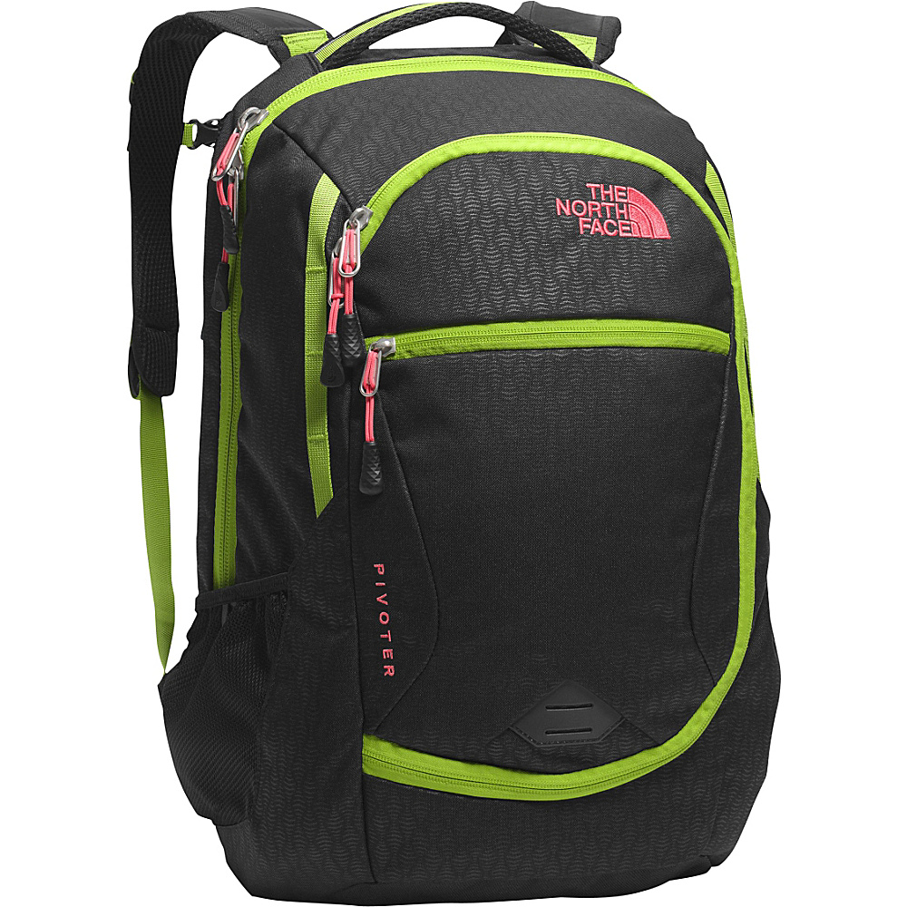 The North Face Women s Pivoter Laptop Backpack TNF Black Emboss Calypso Coral The North Face Business Laptop Backpacks
