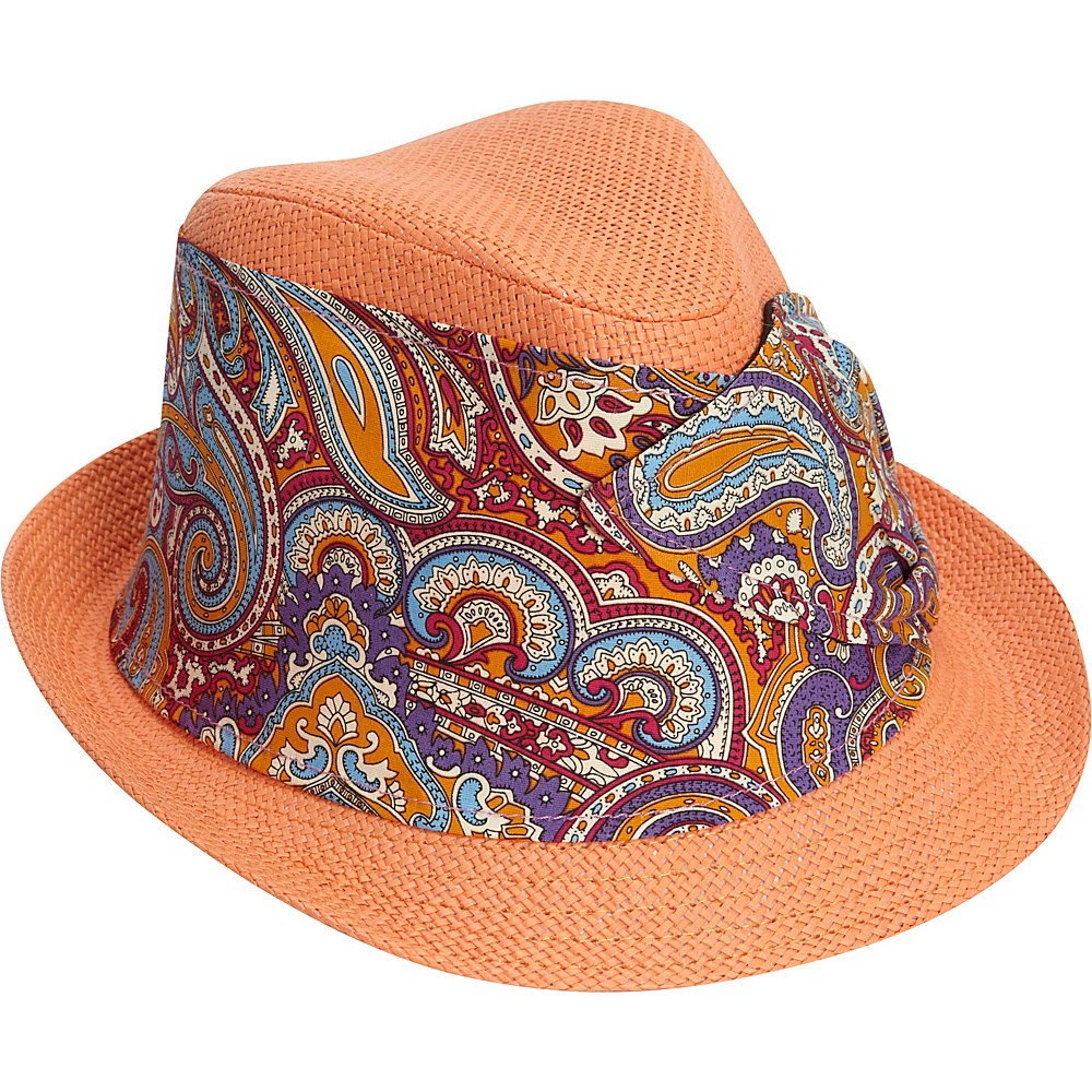 Magid Paper Straw and Paisley Fedora Orange Magid Hats Gloves Scarves