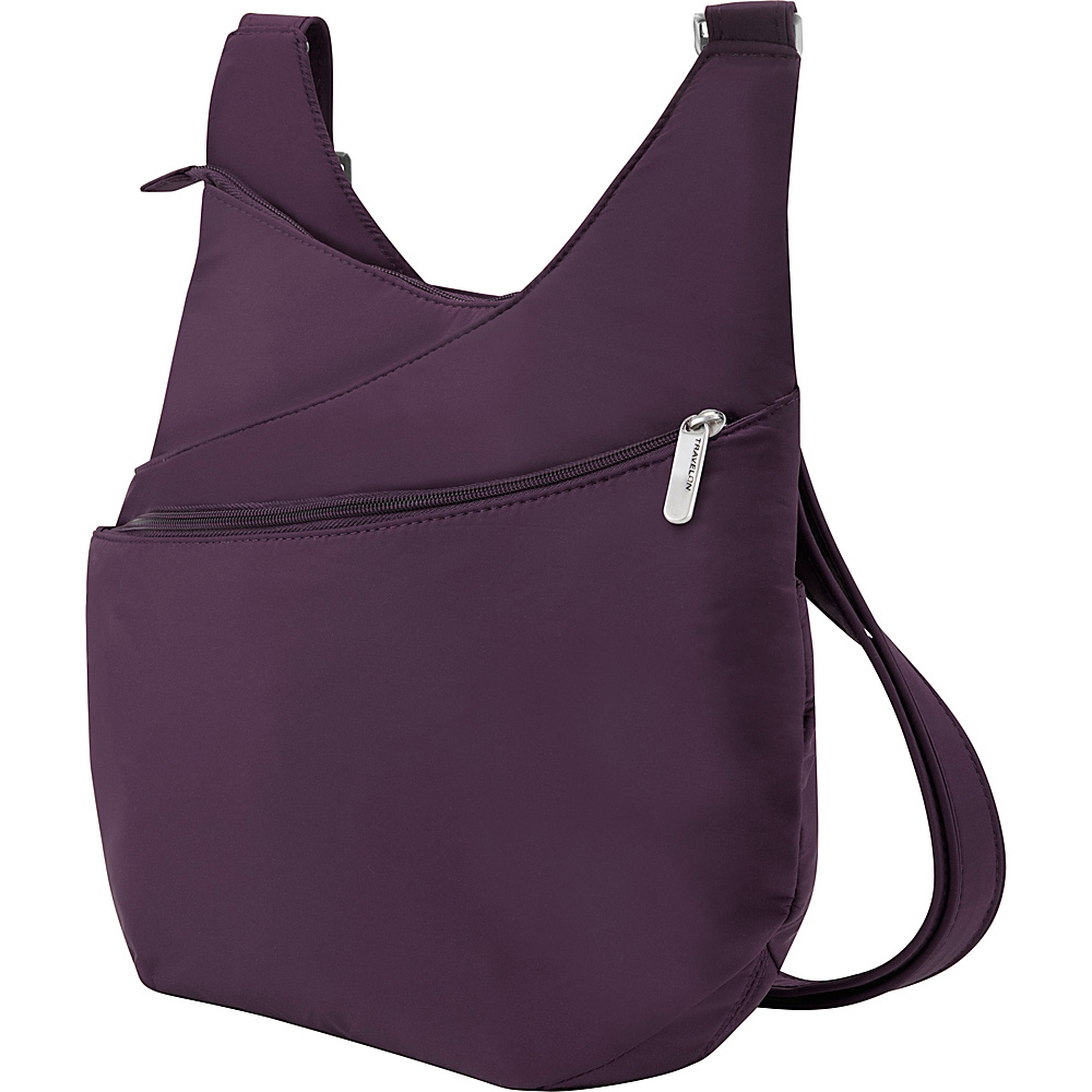Travelon Anti Theft Classic Light Drape Front Shoulder Bag Purple Sand Travelon Fabric Handbags