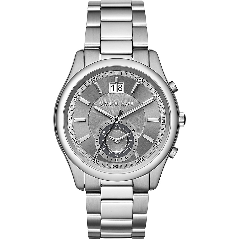Michael Kors Watches Aiden Chronograph Leather Watch Silver Michael Kors Watches Watches