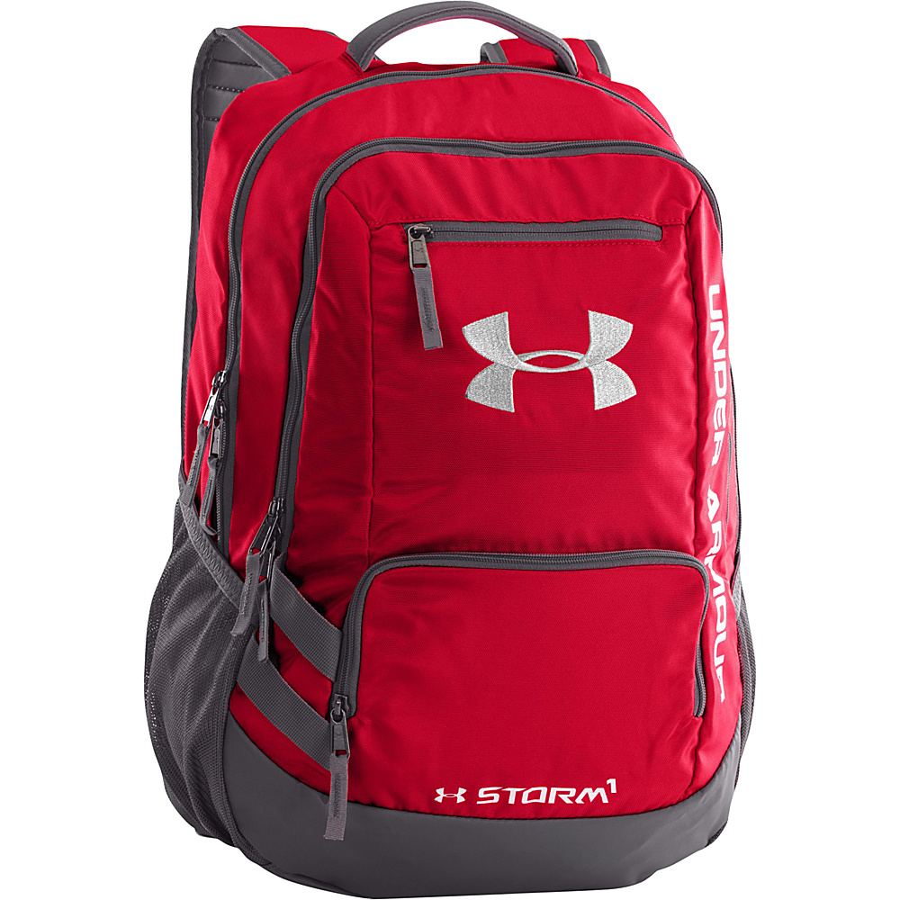 Under Armour Hustle Backpack II Red Graphite Silver Under Armour Laptop Backpacks