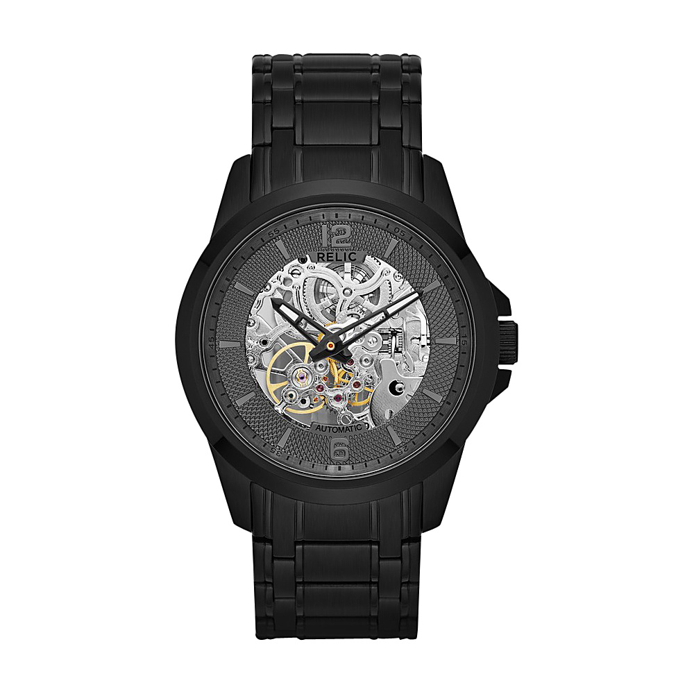 Relic Automatic Skeleton Dial Watch Black Relic Watches