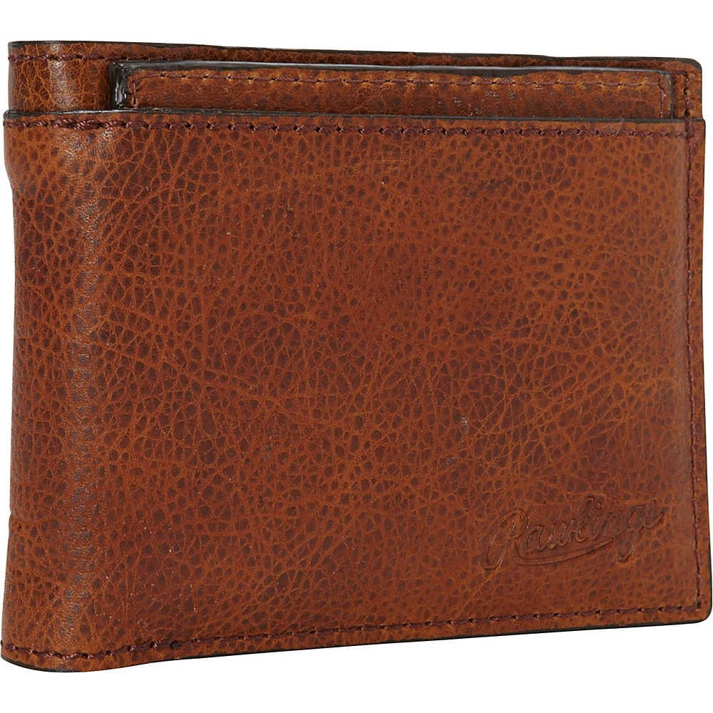 Rawlings Rugged Bi Fold Wallet with Coin Pocket Cognac Rawlings Men s Wallets