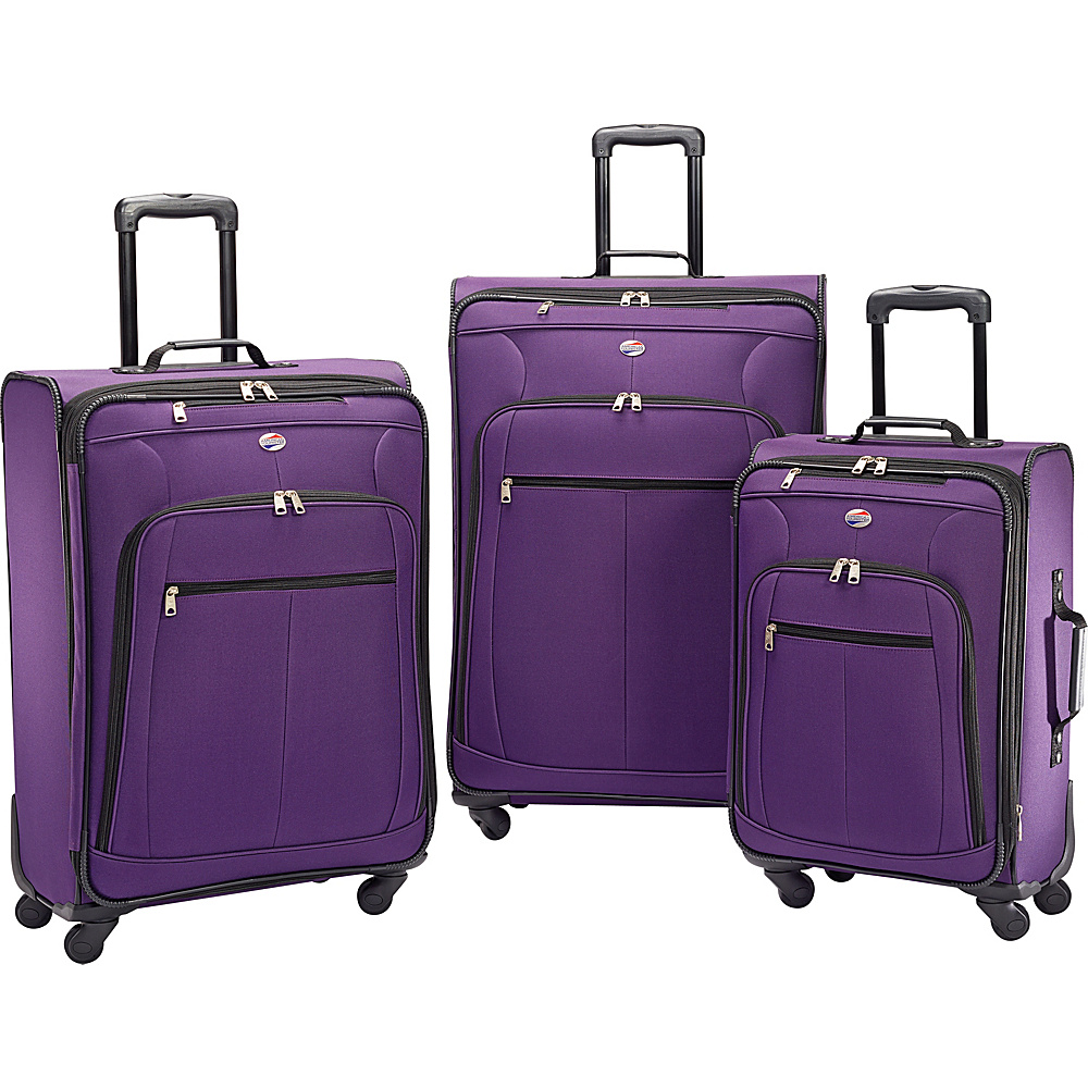 American Tourister Pop Plus 3pc Spinner Set Purple American Tourister Luggage Sets