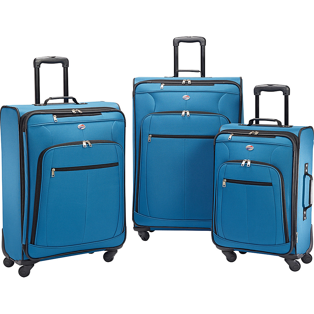 American Tourister Pop Plus 3pc Spinner Set Moroccan Blue American Tourister Luggage Sets