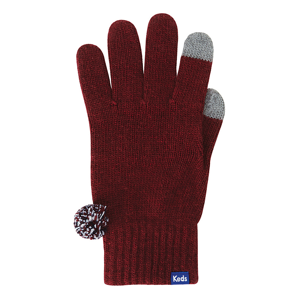 Keds Knit Gloves with Pom Beet Red Keds Hats Gloves Scarves