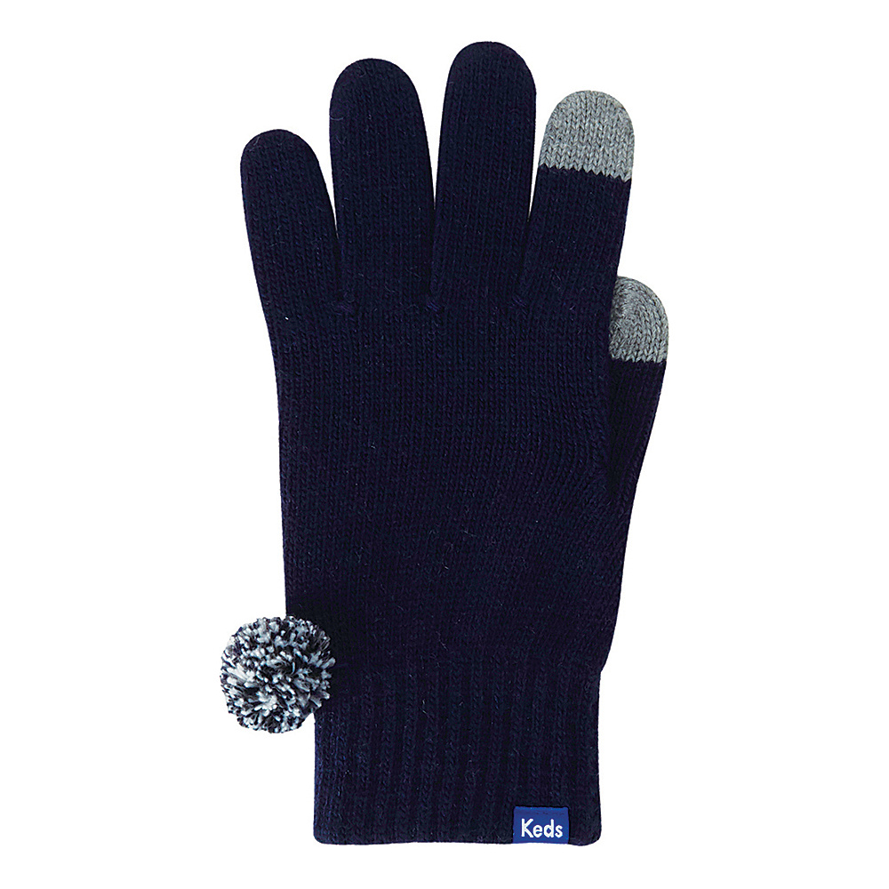 Keds Knit Gloves with Pom Peacoat Keds Hats Gloves Scarves