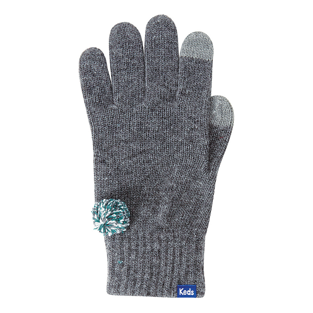 Keds Knit Gloves with Pom Pewter Keds Hats Gloves Scarves