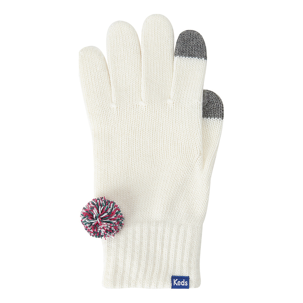 Keds Knit Gloves with Pom Snow White Keds Hats Gloves Scarves