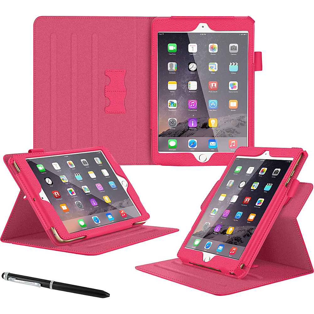 rooCASE Apple iPad Mini 4 Case Dual View PU Leather Pro Folio Smart Cover Magenta rooCASE Electronic Cases