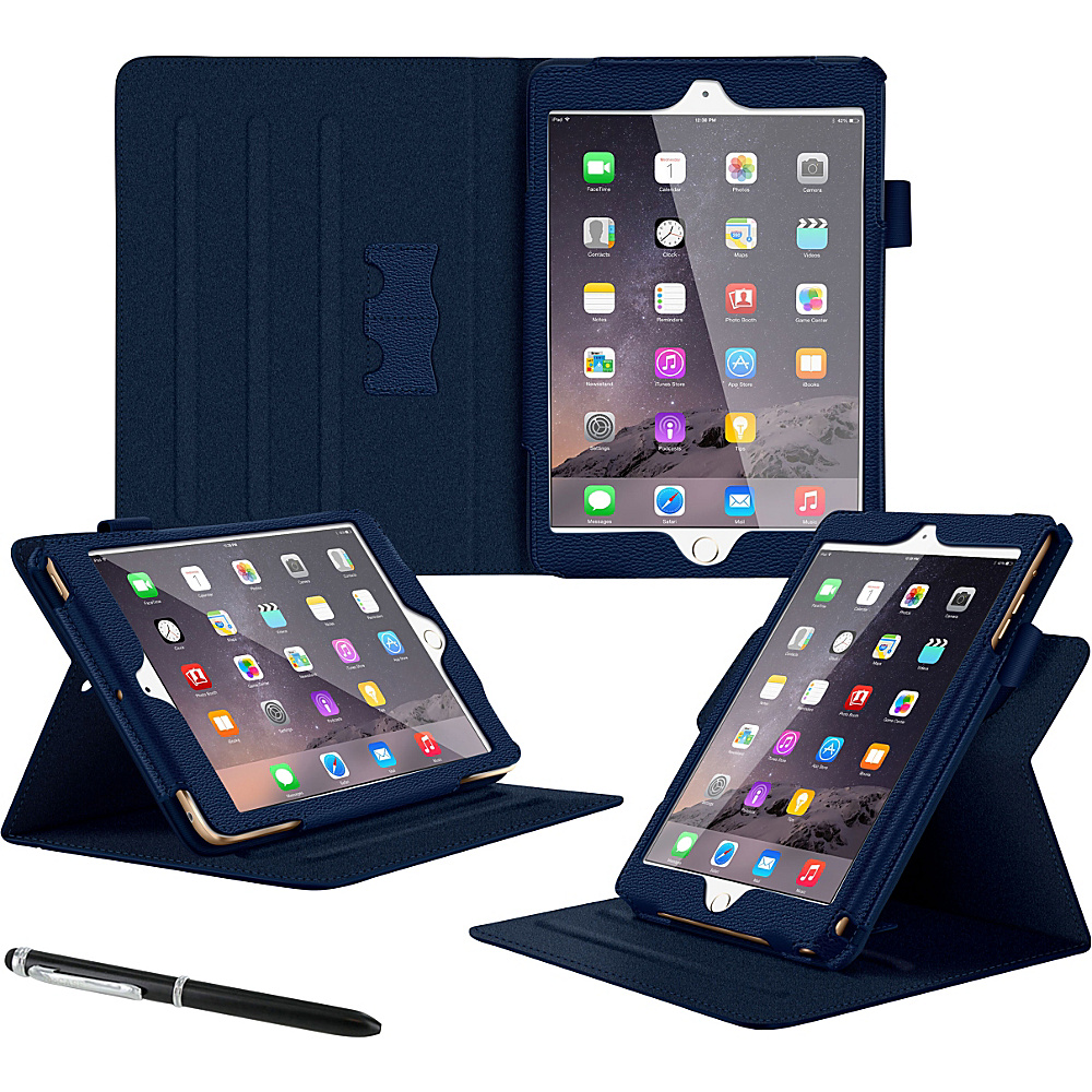 rooCASE Apple iPad Mini 4 Case Dual View PU Leather Pro Folio Smart Cover Navy rooCASE Electronic Cases