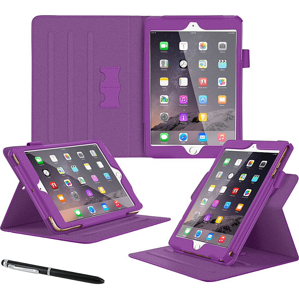 rooCASE Apple iPad Mini 4 Case Dual View PU Leather Pro Folio Smart Cover Purple rooCASE Electronic Cases