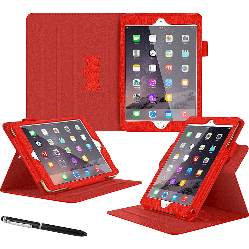 rooCASE Apple iPad Mini 4 Case Dual View PU Leather Pro Folio Smart Cover Red rooCASE Electronic Cases
