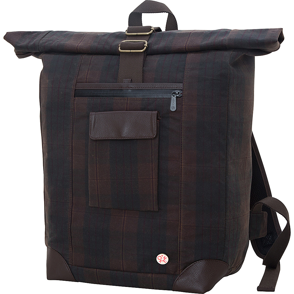 TOKEN Waxed Montrose Backpack Dark Brown Plaid TOKEN Business Laptop Backpacks