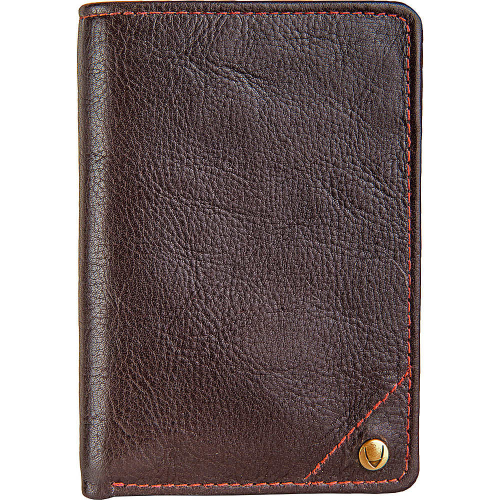 Hidesign Angle Stitch Leather Slim Trifold Wallet Brown Hidesign Men s Wallets