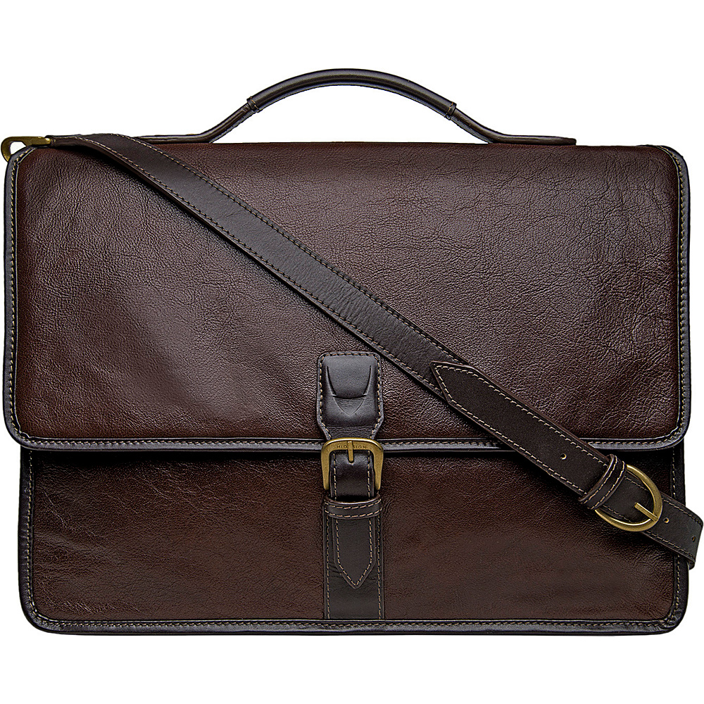 Hidesign Harrison Buffalo Leather Laptop Briefcase Brown Hidesign Non Wheeled Business Cases