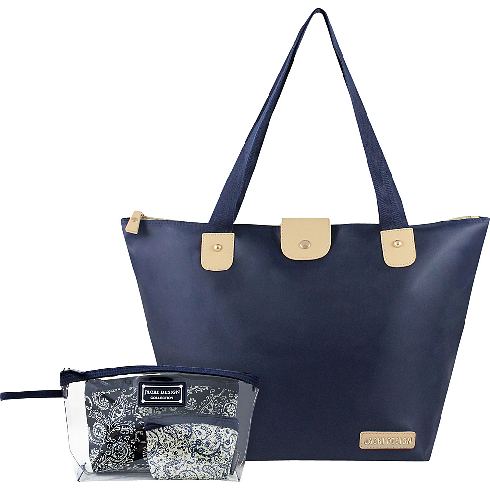 Jacki Design 4 Piece Tote Bag Accessory Bags Set Blue Jacki Design Fabric Handbags
