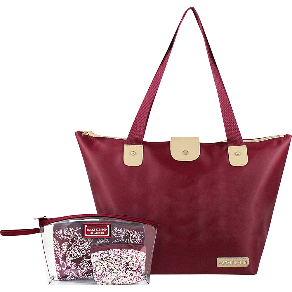 Jacki Design 4 Piece Tote Bag Accessory Bags Set Red Jacki Design Fabric Handbags