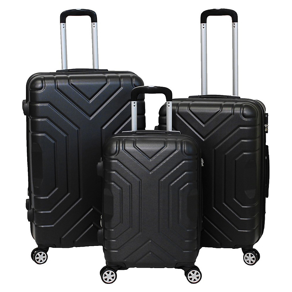 World Traveler Carrera 3 Piece Lightweight Hardside Spinner Luggage Set Black World Traveler Luggage Sets