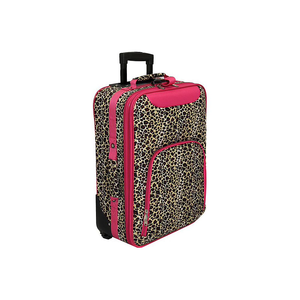 World Traveler Leopard 20 Rolling Carry On Pink Trim Leopard World Traveler Softside Carry On