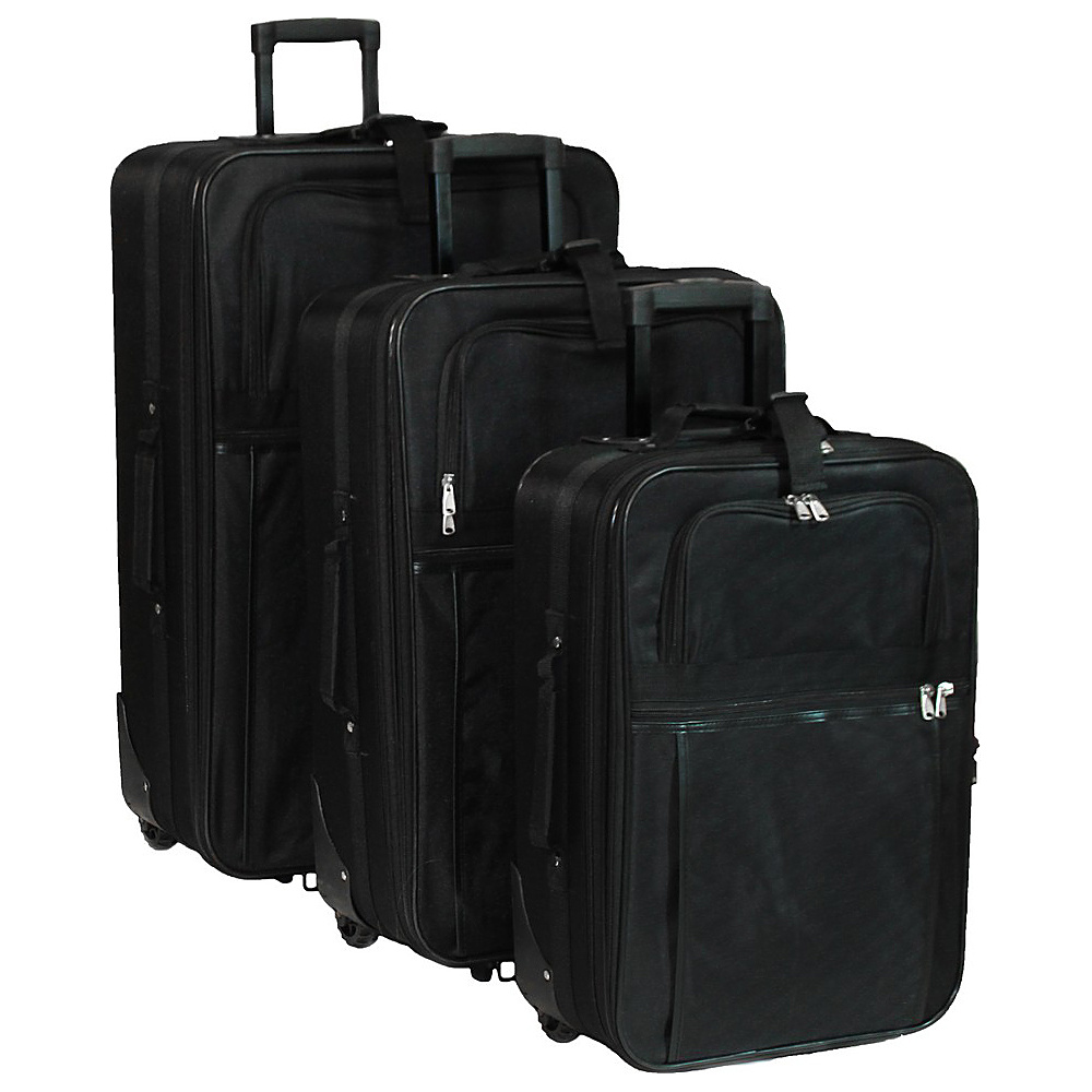 World Traveler Classic 3 Piece Expandable Upright Luggage Set Black World Traveler Luggage Sets