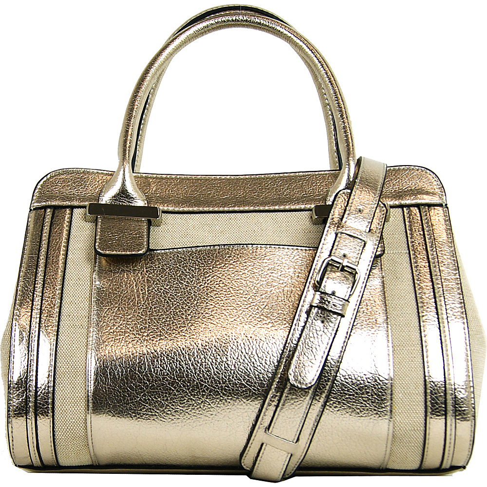 Emilie M Sheila Linen Satchel Natural Gold Emilie M Manmade Handbags