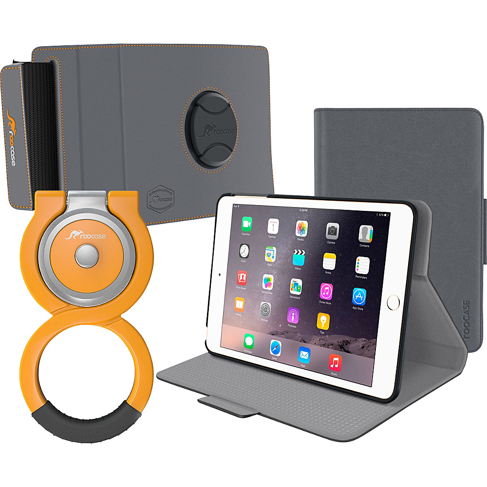 rooCASE Orb 360 Folio Case Orb 360 Loop and Strap Bundle for iPad Mini 4 3 2 1 Grey rooCASE Electronic Cases