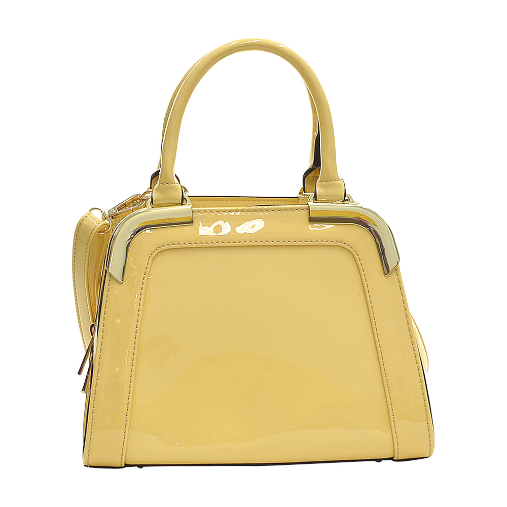 Dasein Patent Faux Leather Corner Satchel Yellow Dasein Manmade Handbags