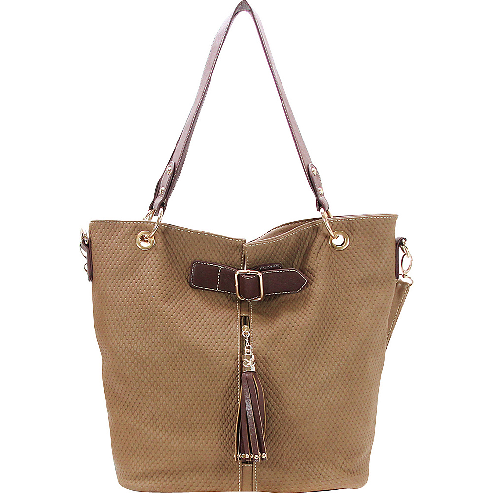 Royal Lizzy Couture Faire Demi Tour Shoulder Tote Beige Royal Lizzy Couture Manmade Handbags