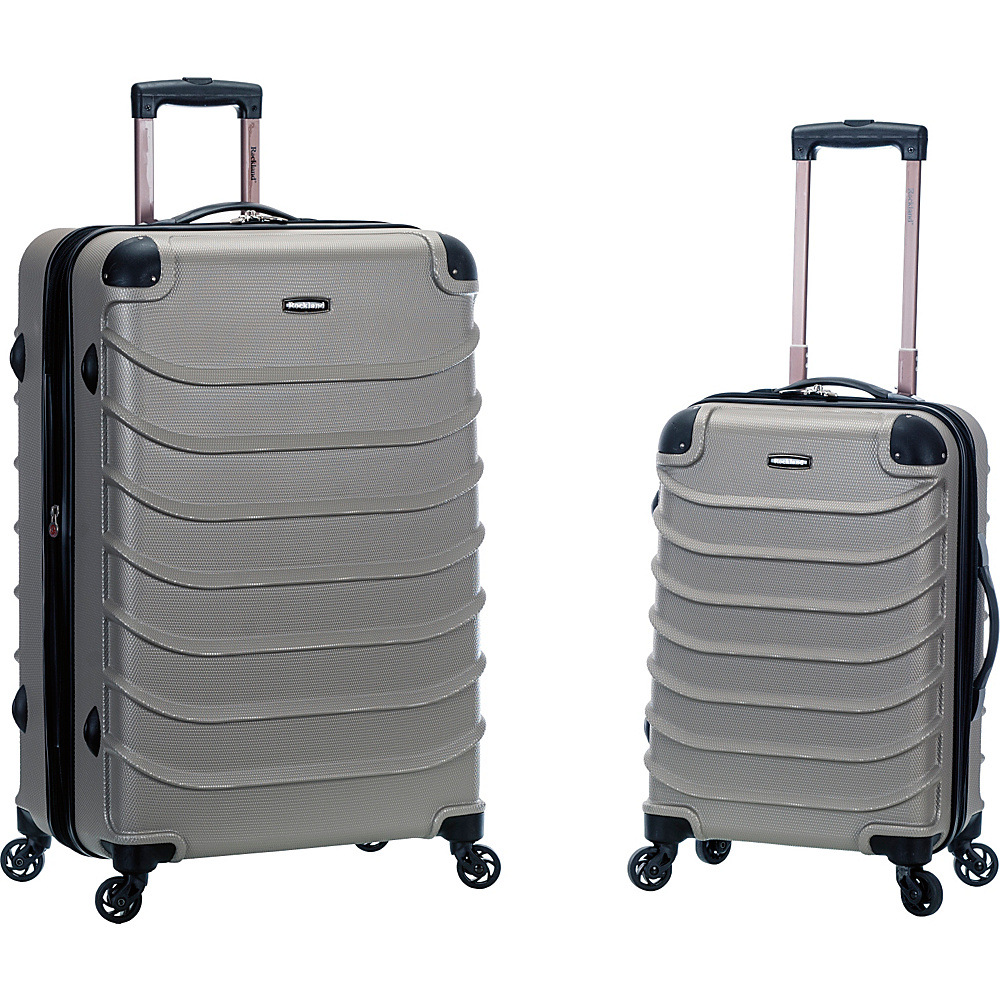 Rockland Luggage 2pc Speciale Expandable ABS Spinner Set Silver Rockland Luggage Luggage Sets