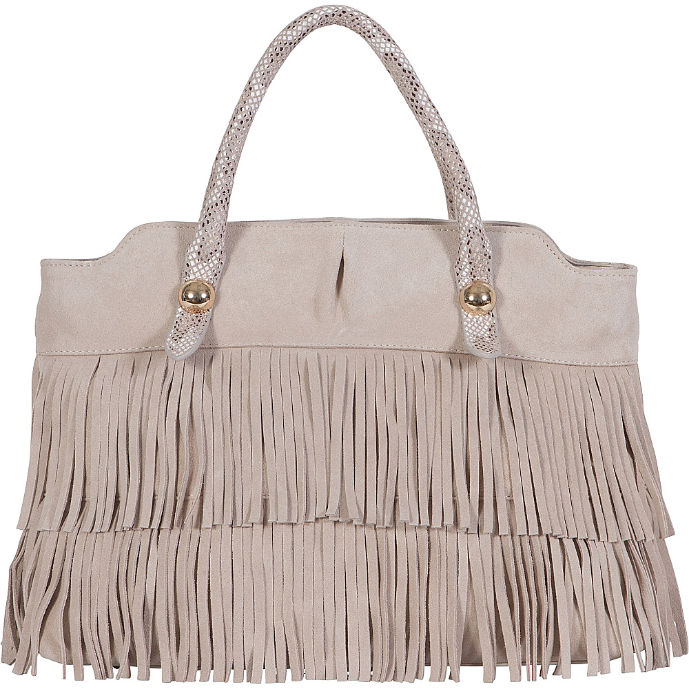 BUCO Suede Fringe Tote Oyster BUCO Leather Handbags
