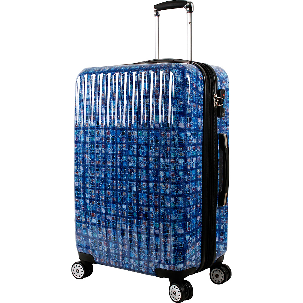 J World New York Titan 24 inch Polycarbonate Art Luggage Logics Blue J World New York Hardside Checked