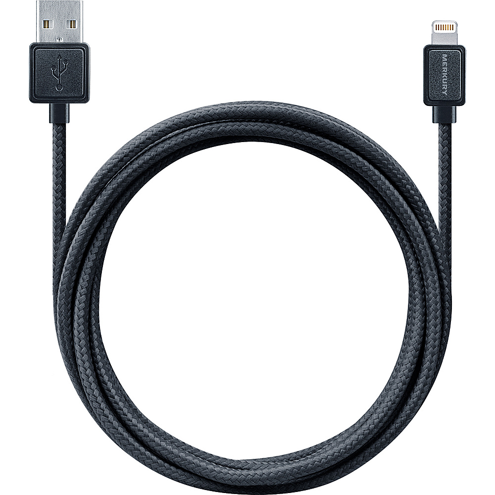 Merkury Innovations Threads 5 Fabric Apple MFi Certified Lightning Cable Black Merkury Innovations Electronics