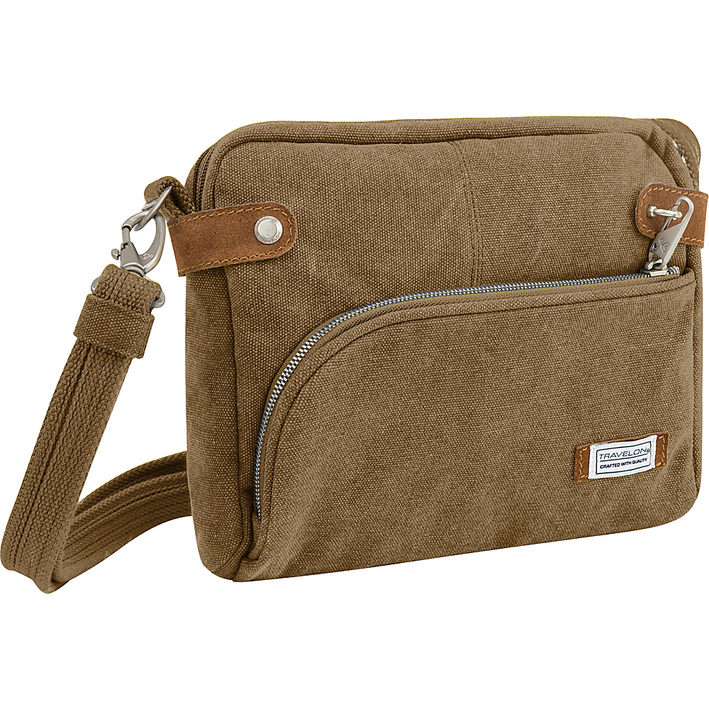 Travelon Anti Theft Heritage Small Crossbody Bag Oatmeal Travelon Fabric Handbags