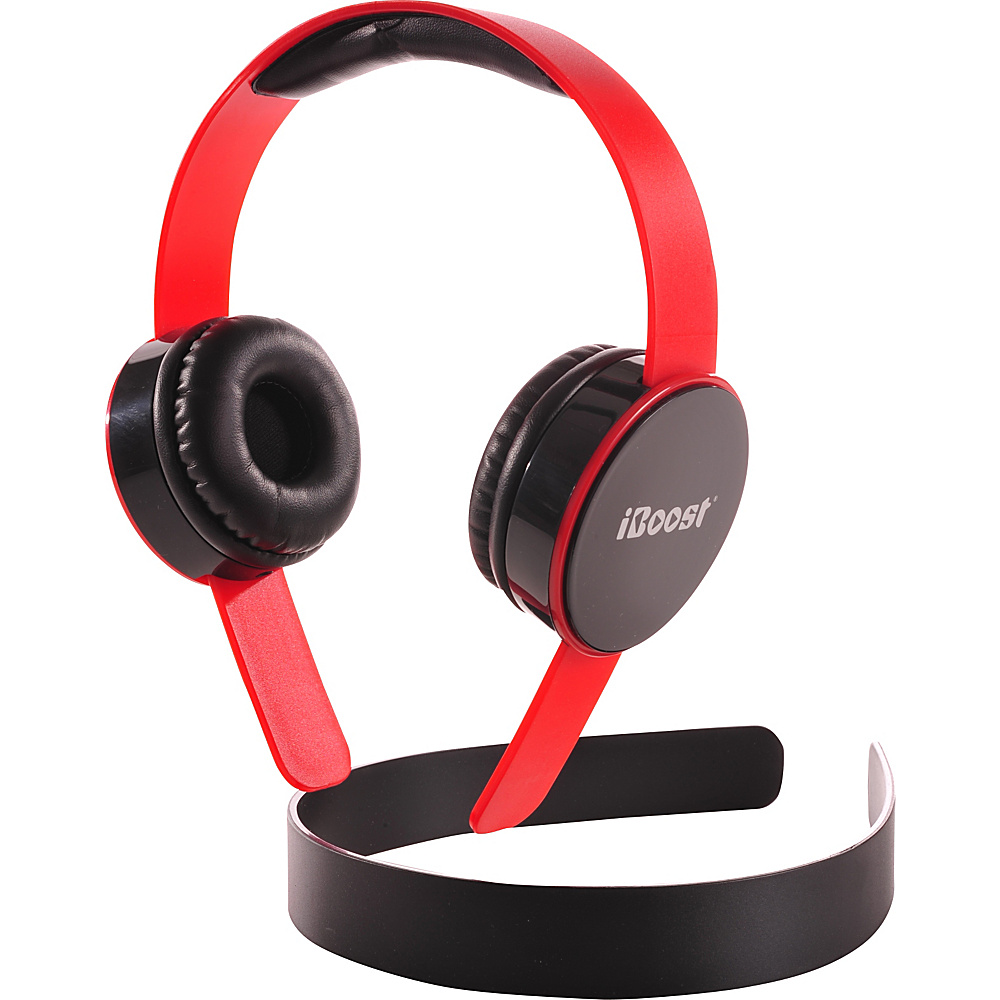 iBoost Stereo Heaphones With Microphone Flat Wire With Removable Headband Earphone Speaker Stands Red iBoost Electronics