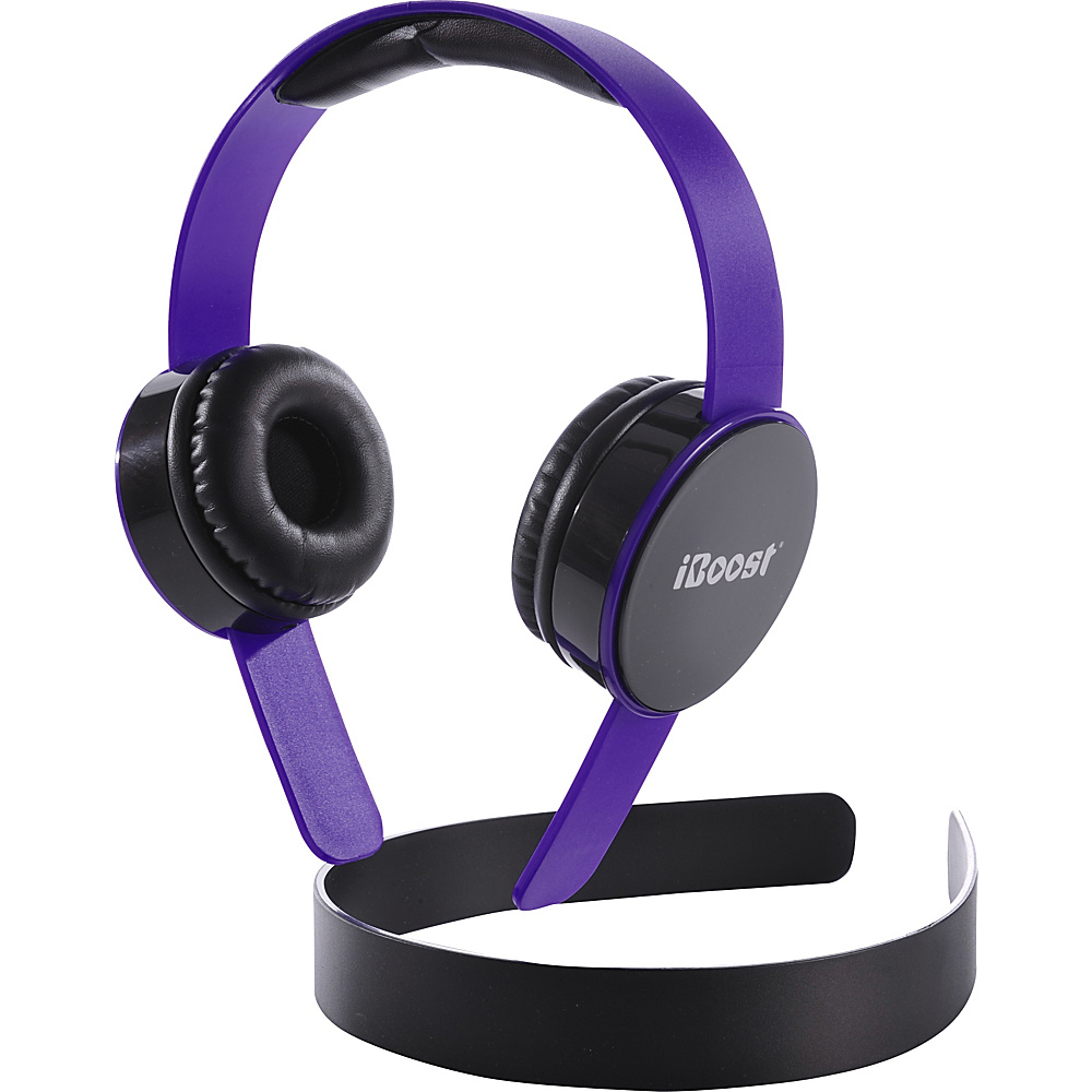 iBoost Stereo Heaphones With Microphone Flat Wire With Removable Headband Earphone Speaker Stands Purple iBoost Electronics