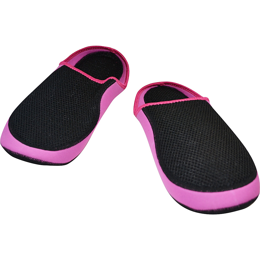 NuFoot Cushies Travel Slippers Black Mesh Pink Trim Medium NuFoot Women s Footwear