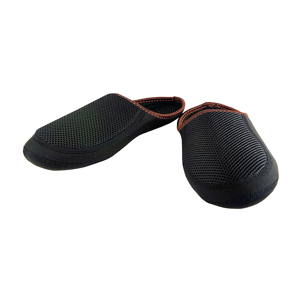 NuFoot Cushies Travel Slippers Black Mesh Brown Trim Medium NuFoot Women s Footwear