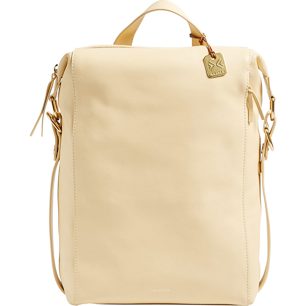 Skagen Nostrup Leather Backpack Light Yellow Skagen Leather Handbags